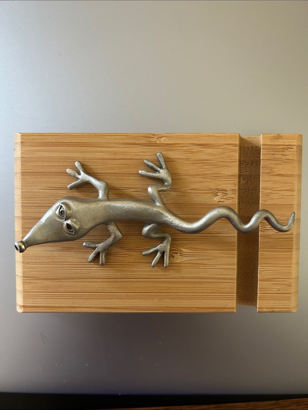 Pewter lizard sculpture
